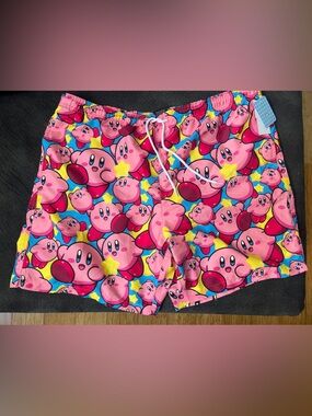 Men's Pink Kirby Print Swim Shorts